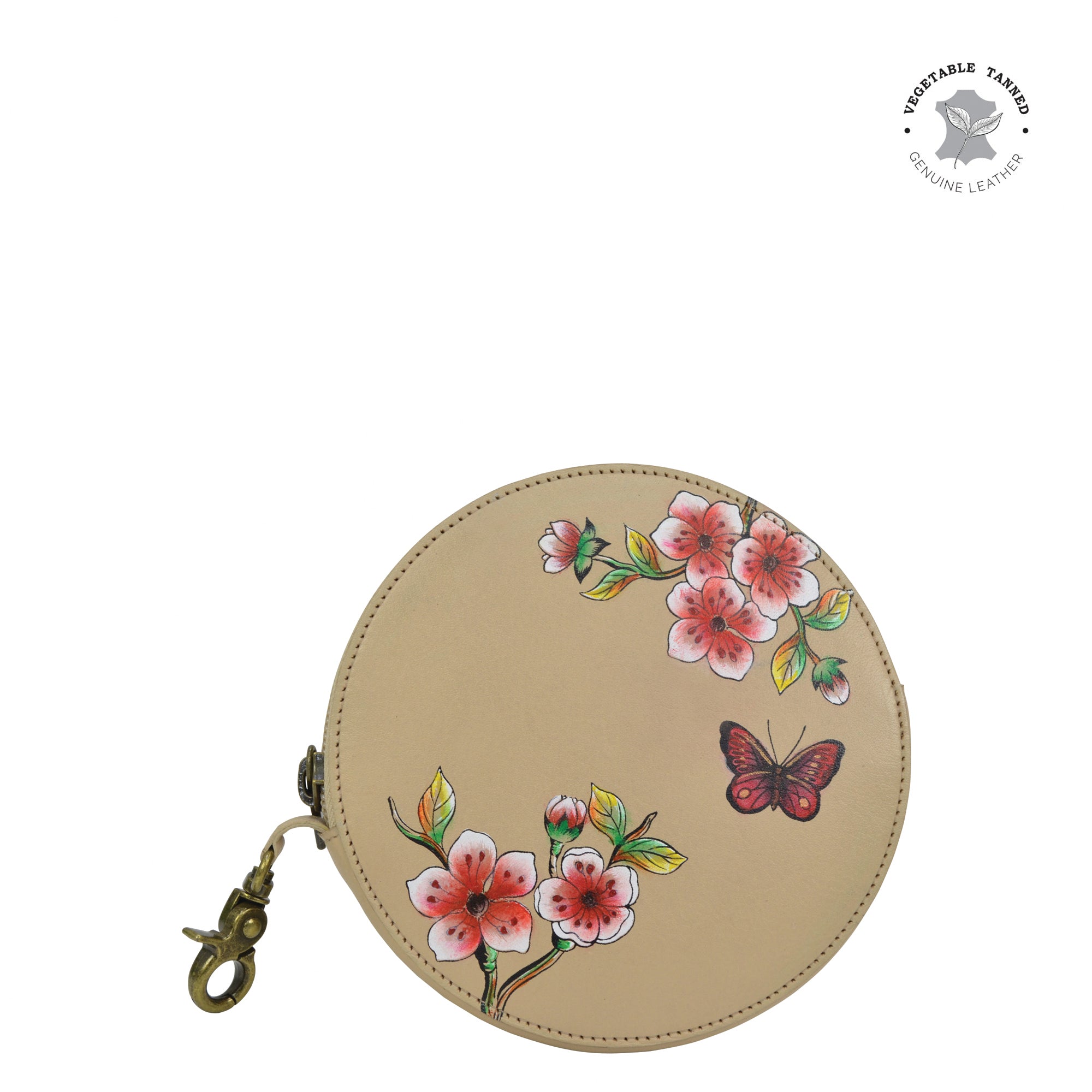 Leather Hand Painted Round Coin Purse 1175 – Anuschka (CA)
