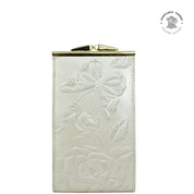 Tooled Rose-Peal White Double Eyeglass Case - 1009