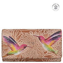 Load image into Gallery viewer, Tooled Birds Tan Accordion Flap Wallet - 1112
