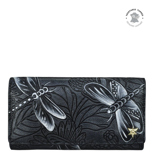 Tooled Dragonfly Meadow Pewter​ Three Fold Wallet - 1150