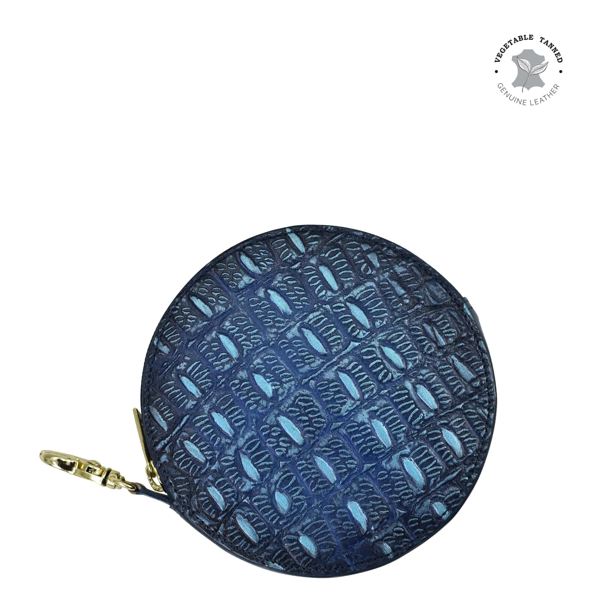 Croc Embossed Sapphire Round Coin Purse - 1175