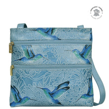 Load image into Gallery viewer, Tooled Birds Sky Medium Crossbody With Double Zip Pockets - 447
