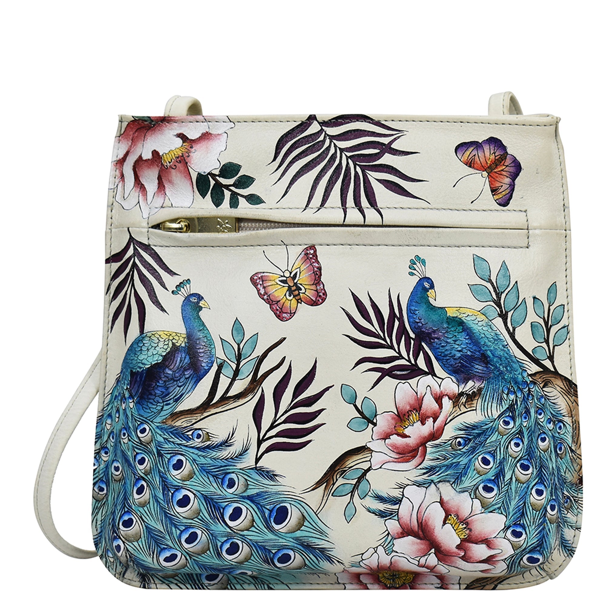 Pretty Peacocks Slim Crossbody With Front Zip - 452