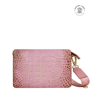 Croco Embossed Blush Gold Triple Compartment Crossbody - 696