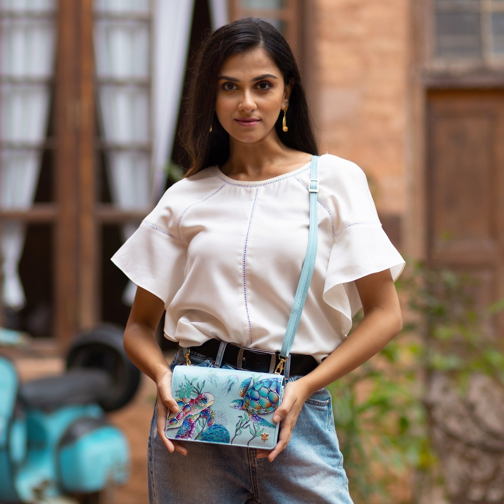 Leather Hand-Painted 4 in 1 Organizer Crossbody - 711 – Anuschka (CA)
