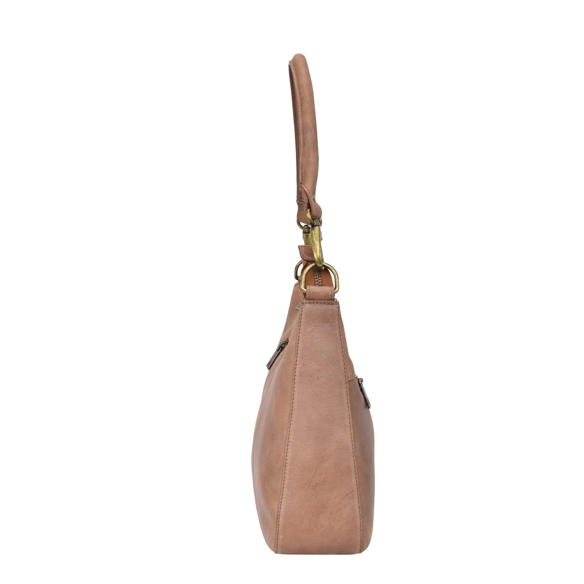 Heritage Leather Large Top Zip Hobo - 8487