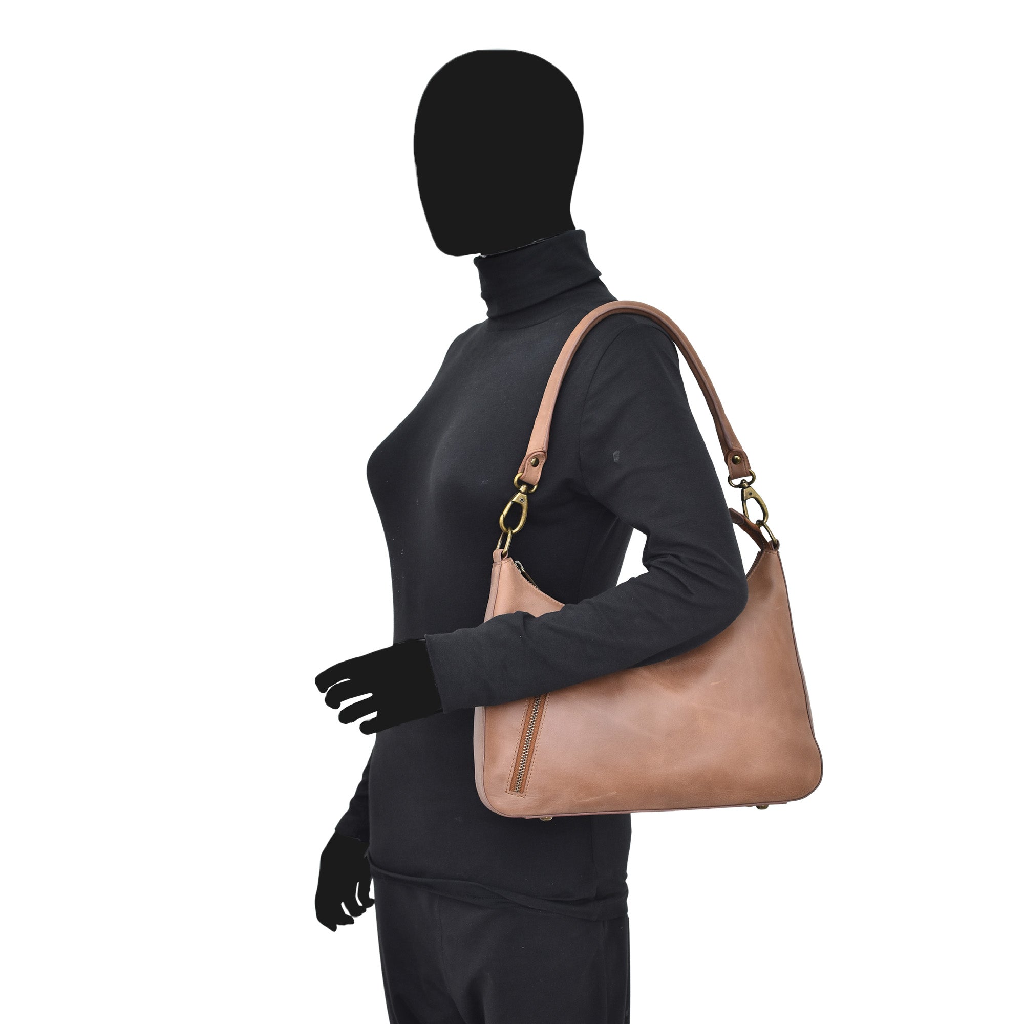 Heritage Leather Large Top Zip Hobo - 8487