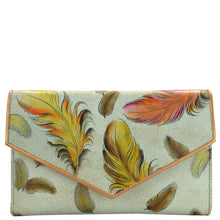 Load image into Gallery viewer, Anuschka Style 1006, handpainted Checkbook Wallet. Floating Feathers Ivory painting
