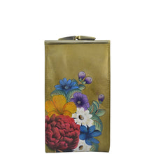 Load image into Gallery viewer, Anuschka style 1009, handpainted Double Eyeglass Case. Dreamy Floral painting in Golden color. Inside faux suede lining.
