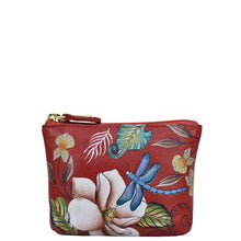 Load image into Gallery viewer, Anuschka Coin Pouch with Crimson Garden painting
