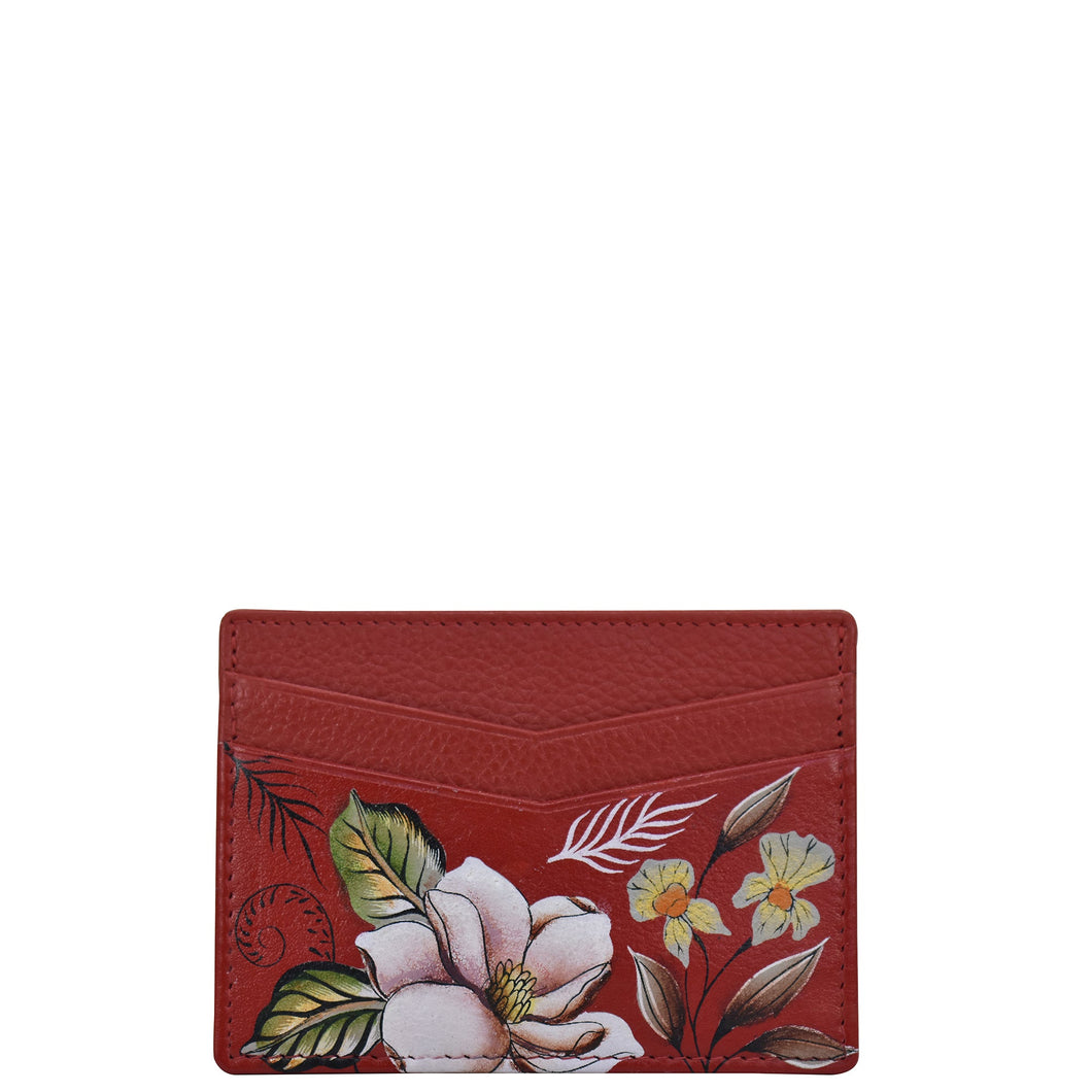 Anuschka Credit Card Case with Crimson Garden painting