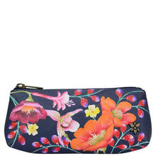 Load image into Gallery viewer, Anuschka style 1145, handpainted Cosmetic Case. Moonlit Meadow Painting in blue Color.Featuring Top zip closure.
