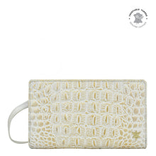 Load image into Gallery viewer, Anuschka Organizer Wallet Crossbody with Croco Embossed Cream Gold color
