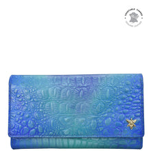 Load image into Gallery viewer, Croco Embossed Peacock Three Fold Wallet - 1150
