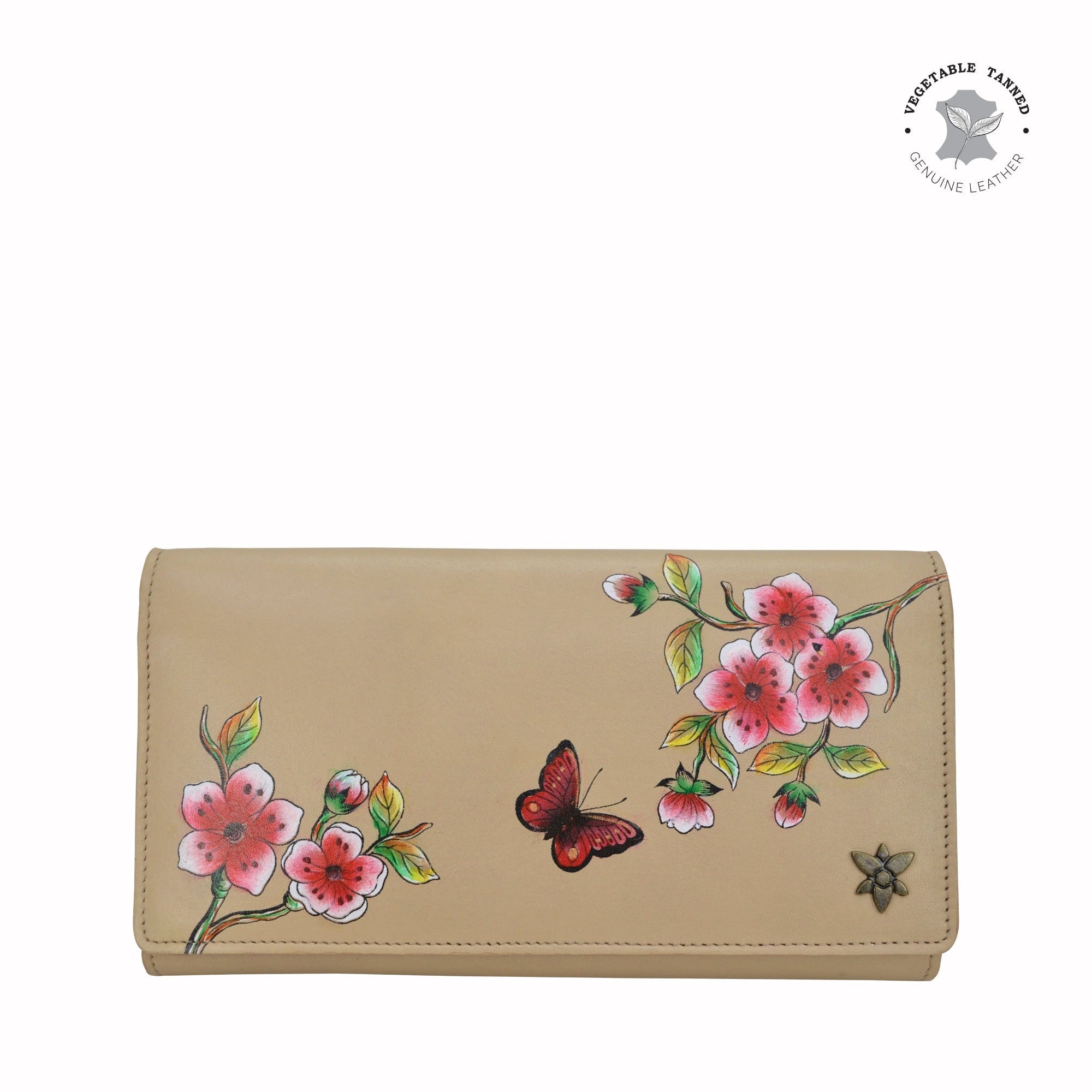 Flower Garden Almond Three Fold Wallet - 1150