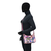 Load image into Gallery viewer, Fabric with Leather Trim East/West Hobo - 12013
