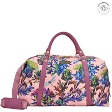 Load image into Gallery viewer, Dragonfly Garden Fabric with Leather Trim Great Escape Duffle - 12016
