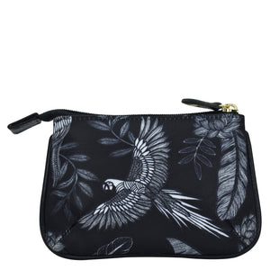 Fabric with Leather Trim Zip Travel Pouch - 13008