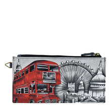 Load image into Gallery viewer, Anuschka style 1713, handpainted Organizer Wallet. Iconic London painting in Grey color. Featuring five credit cards holders and one ID window.
