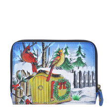 Load image into Gallery viewer, Anna by Anuschka style 1903, handpainted 4 In 1 Organizer Crossbody/Belt Bag/Clutch/Wristlet. Snow Day painting in multi color. Featuring built-in organizer, card holders, removable strap and removable wristlet.
