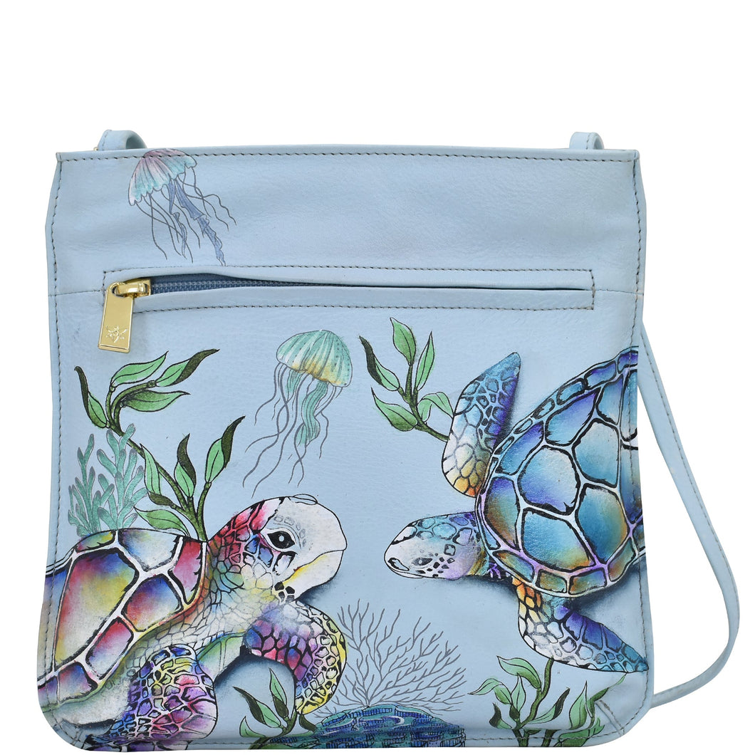 Anuschka Slim Crossbody With Front Zip with Underwater Beauty painting