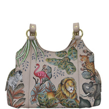 Load image into Gallery viewer, Anuschka Triple Compartment Satchel with African Adventure painting
