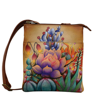 Anuschka Style 596, handpainted RFID Blocking Triple Compartment Travel Organizer. Desert Sunset painting