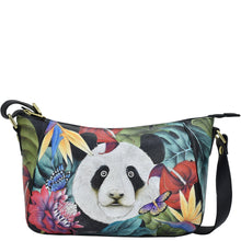 Load image into Gallery viewer, Anuschka Everyday Shoulder Hobo with Happy Panda painting

