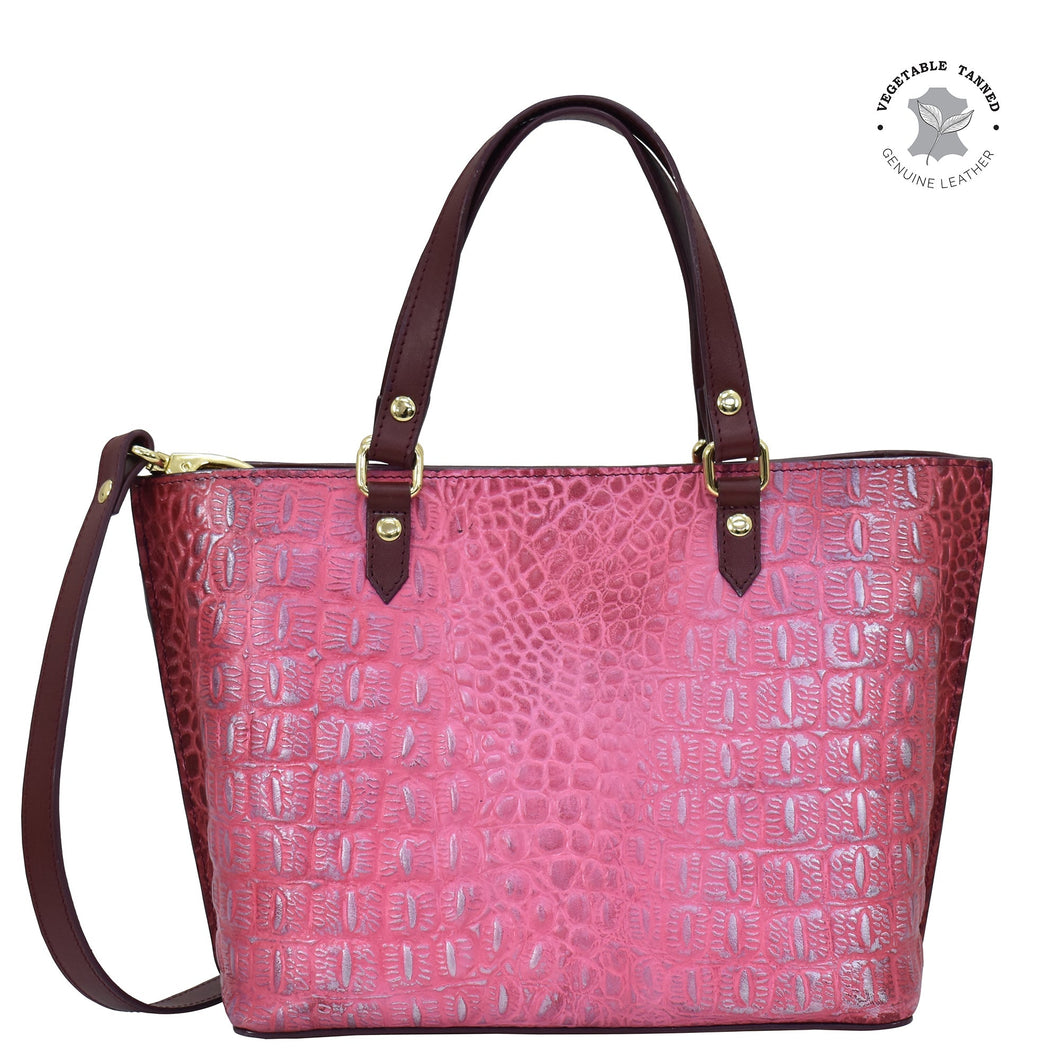 Anuschka Medium Tote with Croco Embossed Berry color