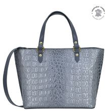 Load image into Gallery viewer, Anuschka Medium Tote with Croco Embossed Silver/Grey color
