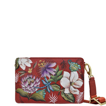 Load image into Gallery viewer, Anuschka Triple Compartment Crossbody with Crimson Garden painting
