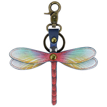 Load image into Gallery viewer, Anuschka style K0021, handpainted Leather Bag Charm. Wondrous Wings painting in multi color.

